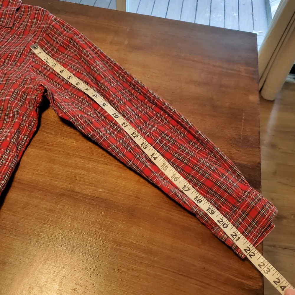 Vintage Christmas Plaid Casey & Max XL Holiday Red Festive Button Down Top - Picture 11 of 11